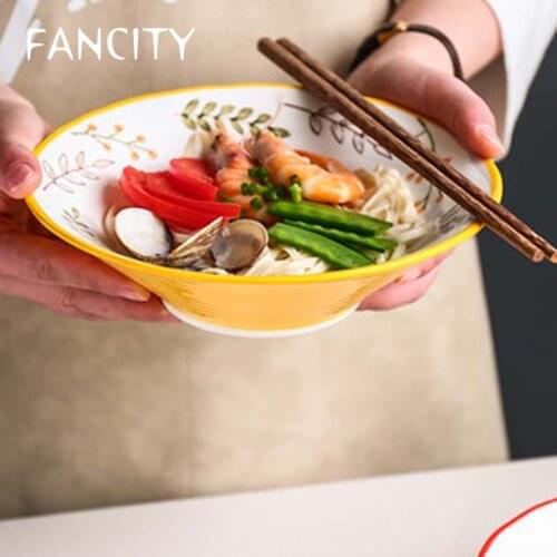FANCITY Japanese style noodle bowl single creative household large ceramic soup bowl to eat beef noodles noodle bowl special for