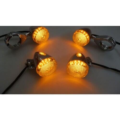 Motorcycle Chrome/Amber Front & Rear 39mm LED Turn Signal Light for Harley Dyna Custom
