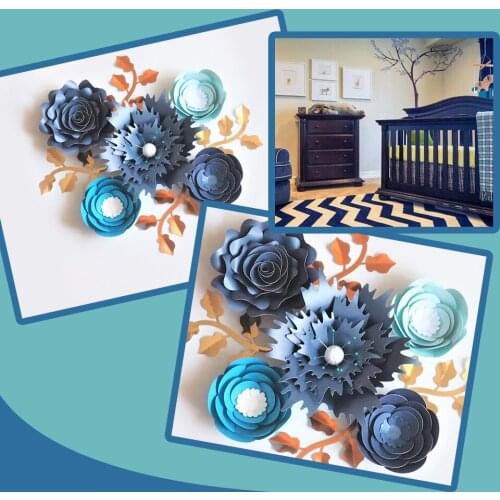 Handmade Cardstock Rose DIY Paper Flowers Leaves Set For Wedding & Event Backdrops Decorations Nursery Wall Deco Video Tutorials