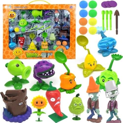 New Role Plants Pea shooting Zombie 2 Toys Full Set Gift for Boys Ejection Anime Childrens Dolls Action Figure Model Toy No Box