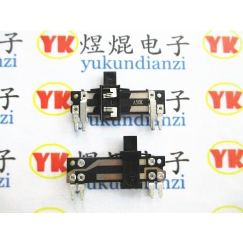 Total length 35MM handle height 6MM A50K 50K straight sliding potentiometer stereo channel sliding potentiometer vertical