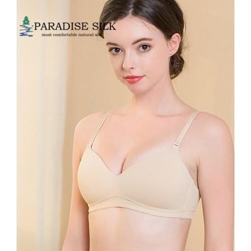 Extra Wide Side Panel Bra 100% Natural Silk Knit Wire Free Push Up Bra Breathable Size S M L XL