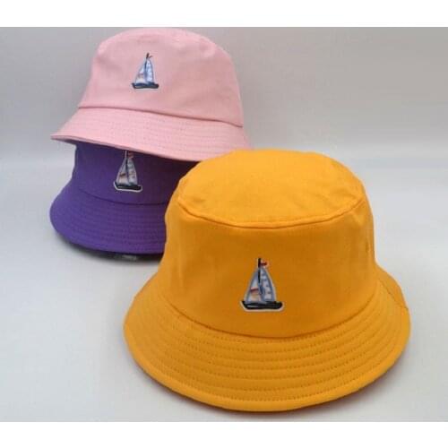 High Quality Cartoon Embroidery Panama Bucket Hat Men Women Summer Bucket Gorras Hip Hop Hat Fisherman Chapeau