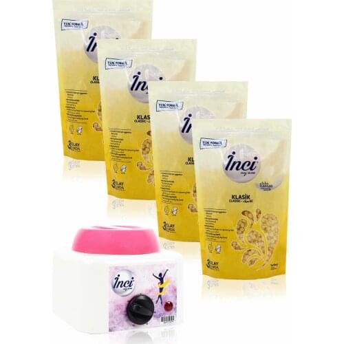 Pearl waxing Yellow 4 PCs 200 grams (total 800 gram) + waxing heater machine hard beads waxing, hair removal hair removal, painlessly bezsiz