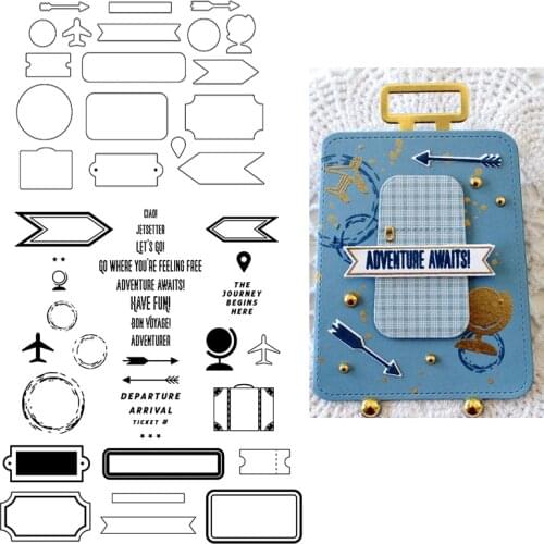 Airplane Globe Frame Metal Cutting Dies Clear Stamps Transparent Silicone Seal for DIY Scrapbooking Photo Album Decorate