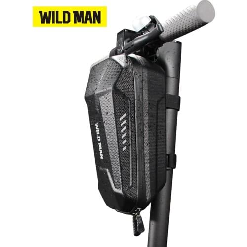WILD MAN Bicycle Handlebar Bag Panniers EVA Hard Shell Front Balance Scooter High Capacity Carbon PU Rainproof Folding Bike Bag