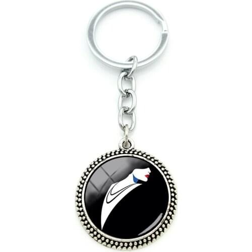 TAFREE Tasteful Girl Pattern Glass Pendant Round Jewelry Glass Gem Fashion Cabochon Keychain Metal Keychain