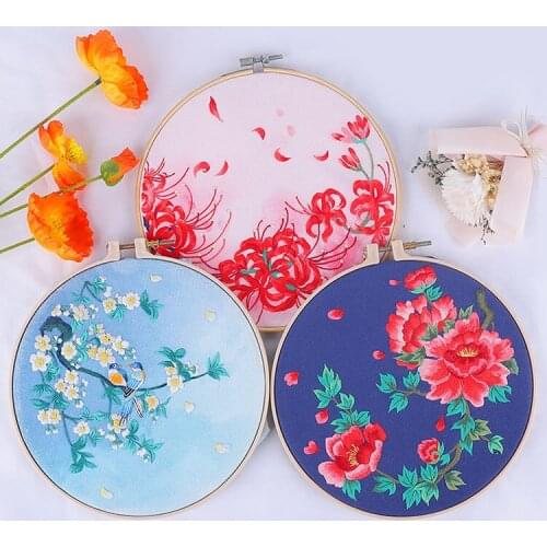 Embroidery DIY Manual Self-Embroidered Production Beginners Embroidered Material Package Antiquity round Fan Embroidered