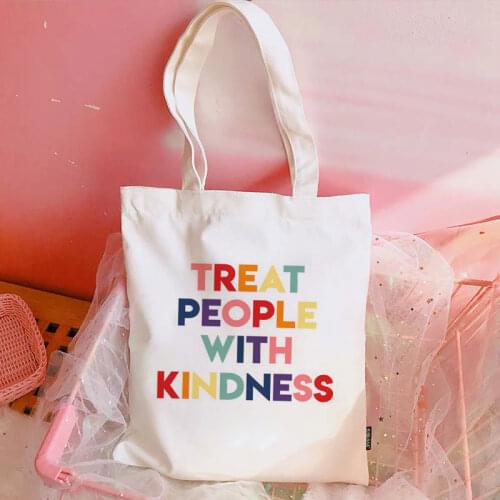 Women Concise Letter Printing Canvas Bag South Korea Chic New Handbags Tote Bags Reusable Grocery Shopping Lunch Bag