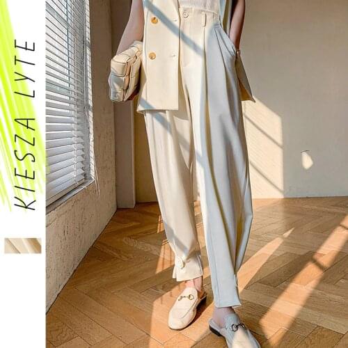 Womens Trousers 2021 Summer New Casual All Matching Harlan Pants Loose Leg Pants Female Office Ladies Bottoms High Street