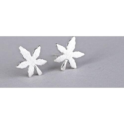 2019 New Arrival Pure 925 Sterling Silver Maple Leaf Stud Earrings For Women Korean Statement Earring Party Gifts Jewelry