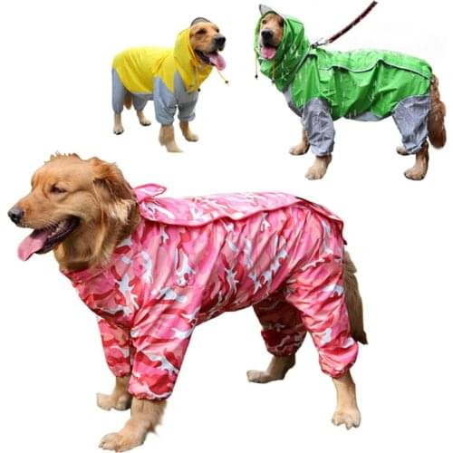 Dog raincoat pet small large dog raincoat waterproof clothes jumpsuit raincoat hooded overalls cloak Labrador Golden Retriever