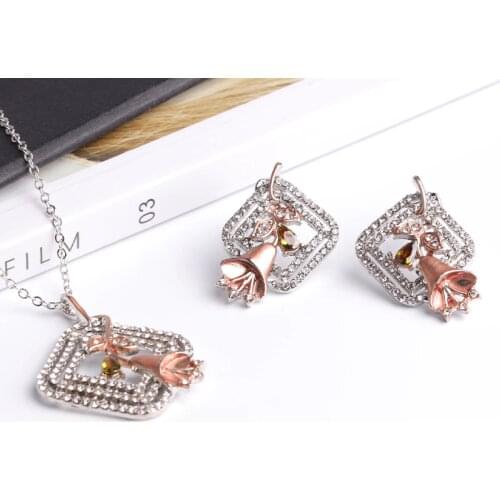 Fashion Trumpet Bells Silver Plated Jewelry Set Classic Elegant Earrings Necklace Set for Women Anniversary Gift Party Jewelry