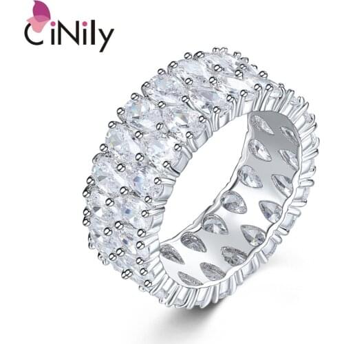 CiNily Created White Stone Silver Plated Wholesale New Arrived Ring for Women Jewelry Engagement Wedding Ring Size 6-9 NJ11134
