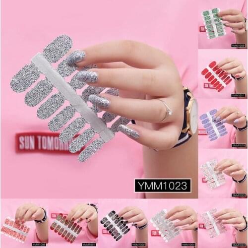 1PC Glitter Powder Stickers Nail Wraps DIY Full Cover Nail Vinyls Decals Nails Sticker Art Decorations Manicure 29 Colors