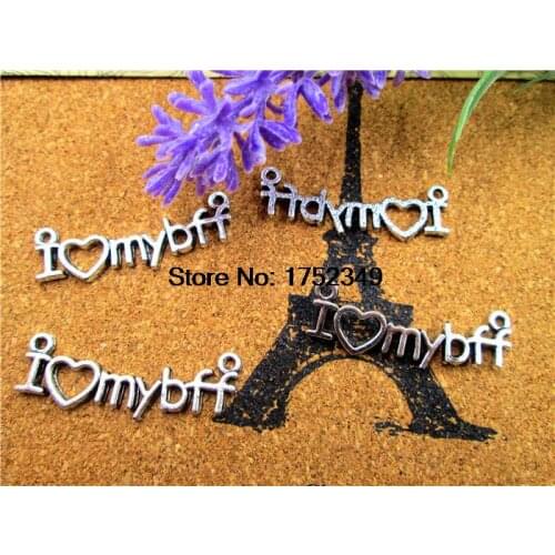 15pcs-- Best Friend Charms,Antique Tibetan Silver Tone I love my best friend forever charm pendants,BFF charms 38x13mm