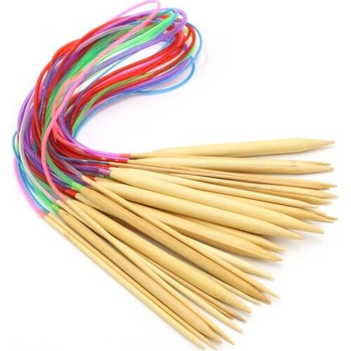 18pcs Bamboo Handle Colorful Hollow Tube Straight Crochet Needles Longer Crochet Hooks Tool Set Carpet Knitting Needles