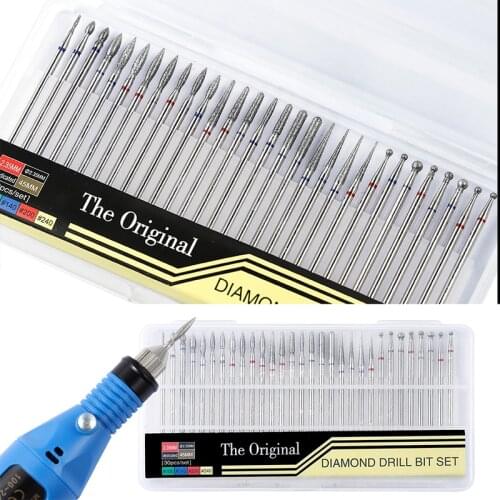 30pcs/set Diamond Rotate Nail Drill Bits Pedicure Manicure Electric Device Machine Cuticle Milling Cutter Sander Accessory Tools
