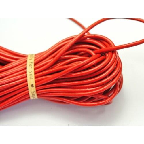 32.8 feet Red Round Real Leather Jewelry Cord 2mm