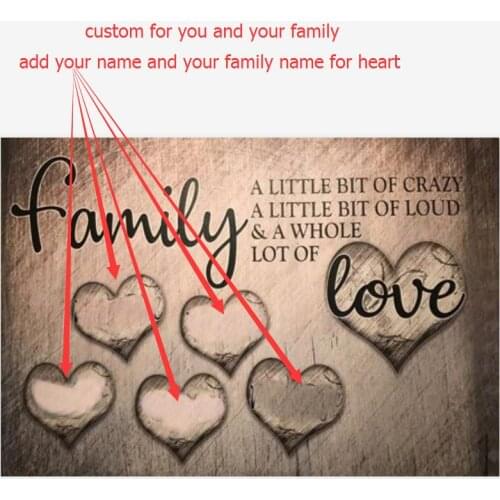 5d diamond painting full square custom family love heart add family name to heart 5d diamond embroidery livingroom wall sticker