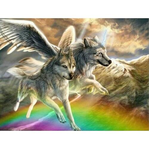 Full square Round drill Diamond embroidery Wolf wings icon 5D DIY diamond Painting Stitch Cross Rhinestone pictures Mosaic decor