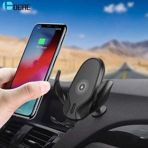 DCAE Wireless Charger Qi 15W Quick Charge Car Mount Phone Holder for iPhone 11 Pro XS XR X 8 Fast Charging For Samsung S10 S9 S8