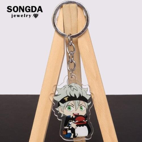 Black Clover Keychain Asta Yuno Anime Cute Two-side Transparent Acrylic Keyring Backpack Hang Pendant Kid Jewelry Wholesale Gift