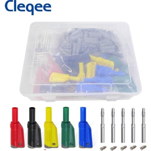 Cleqee P3005B 70pcs High Quality 5 colors 4mm Stacking Safety Banana Plug Weld/Assembly Multimeter Connector Welding-free