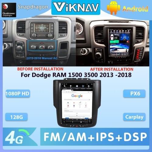 For Dodge RAM 1500 3500 2013 -2018 Without Screen Radio Android Auto Stereo Car Audio Video Multimedia Player GPS Navigation