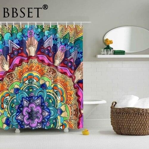 Bohemian Style Shower Curtain Colorful Strange Graphics Pattern Waterproof Multi-size Douchegordijn Bathroom Decor with 12 Hooks