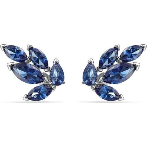 Exquisite Leaf Blue Zircon CZ Engagement Accessories Bridal Earrings Charm Womens Earrings Party Fashion Womens Jewelry