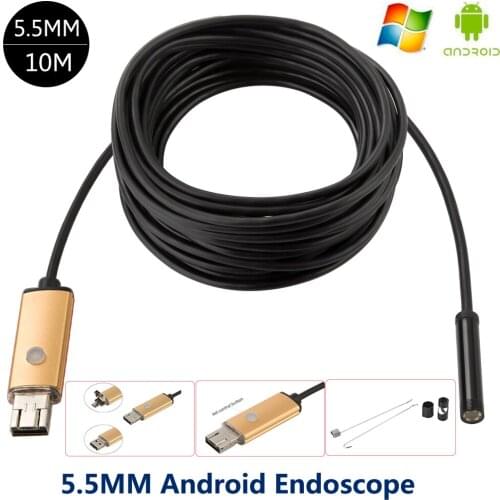 Endoscop camera Telefon Android Wasserdichte Endoskop Micro USB 5.5mm objektiv10m 6 led Für Smartphone for pipe/PCB/inspection
