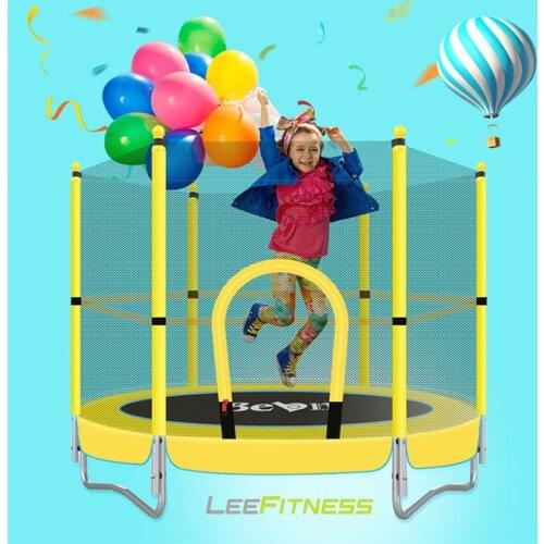 1.5 Meter Round Childrens Trampoline Reinforced Spring Mute Fitness Trampoline For Kids With Safety Net Household Elastic Bed