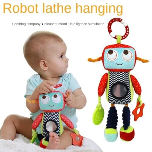 34cm Baby Stroller Plush Doll Bed Pendant Teether Robot Rattle Baby Crib Mobile Baby Boy Toys Interactive Toys