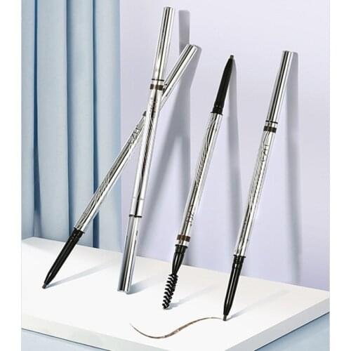 Metal Double-headed Eyebrow Pen Automatic Rotate Waterproof Smooth Brush Natural Long-lasting Anti-smudge Non-marking Eye Makeup