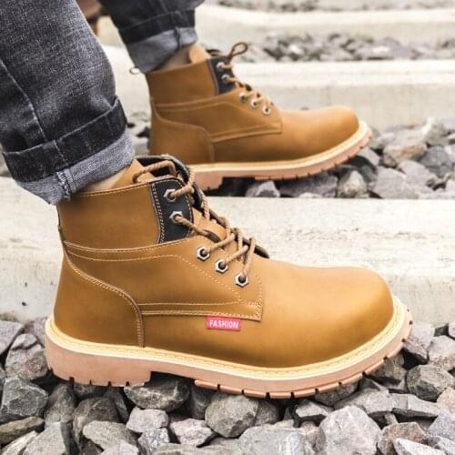ZEEKSON Steel Toe Non-slip Safety Work Shoes High-top Retro Fashion Labor Insurance Shoes Fashion Lace-up Unisex Tooling Boots