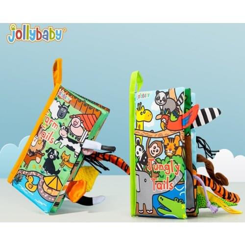 New Jollybaby Washable Early Sensory Education Animal Tails Baby Cloth Book Toys For child Baby Boy and Girl Birthday Gift