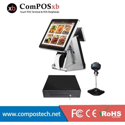 PC EPOS terminal wholeset POS Terminal LED Capacitive touch screen built-in 58mm printer VFD Cash Register