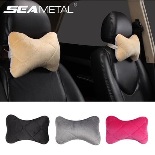 2pcs Car Neck Pillows Silk Cotton Universal Breathable Fiber Auto Car Neck Rest Headrest Cushion Pillow Car Interior Accessories