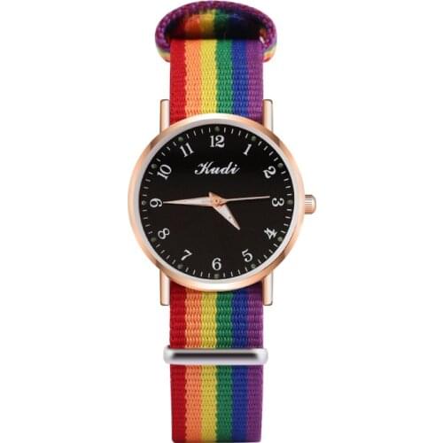 Luxury Women Quartz Watches Ladies Rainbow Color Fabric Belt Wristwatch for Women Stylish waterproof bracelet watch Reloj Mujer