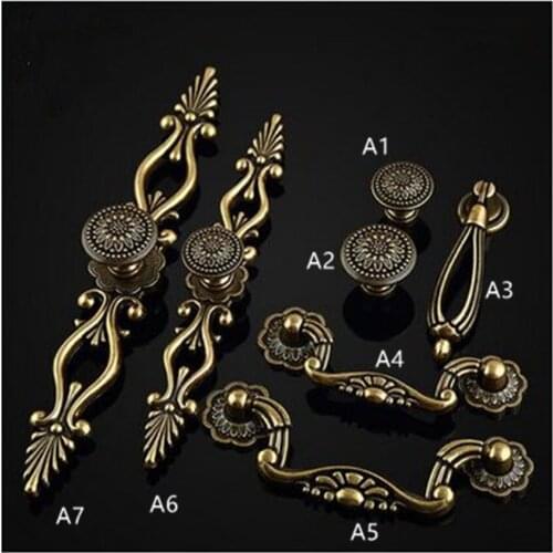 Dresser Knob Drawer Pull Handle Sunflower Antique Brass Kitchen Cabinet Knob Pull Retro Style Decorative Hardware Bronze handle