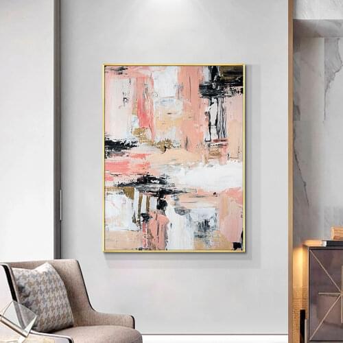 Hand Painted Oil Painting On Canvas Modern Abstract Pink Wall Art Living Room Corridor Bedroom Handmade Home Decoration Picture