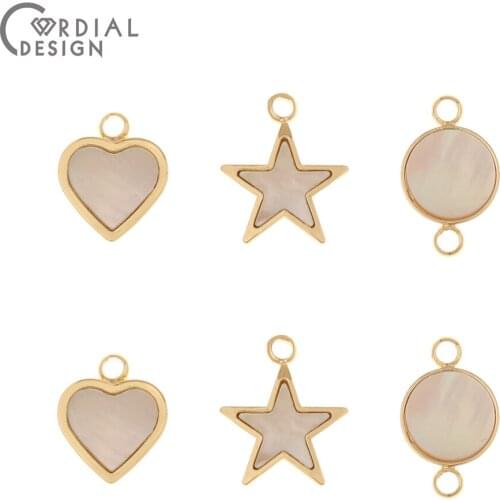Cordial Design 30Pcs Earrings Accessories/DIY Charms/Natural Shell/Genuine Gold Plating/Hand Made/Jewelry Findings & Components