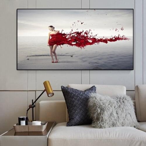 Modern Sexy Women Take Pictures on The Beach Canvas Painting Prints and Posters Cuadros Wall Art Pictures for Living Room Decor