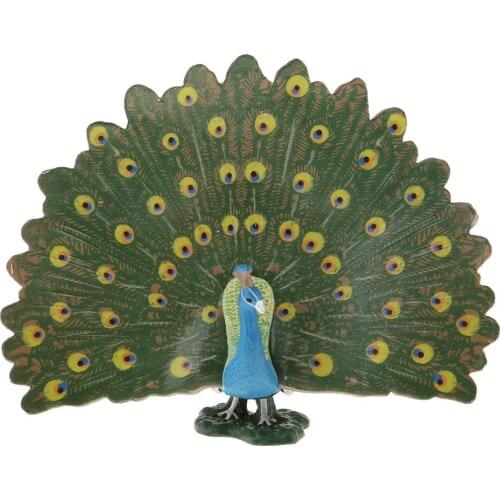 Standing Peacock Realistic Animals Ornament Figurine Figure Gift Presents