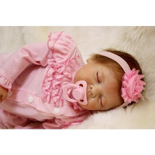 Sudoll About 22" Handmade Lifelike Newborn Baby Doll Reborn Soft Silicone Vinyl Close Eyes Doll New Arrival