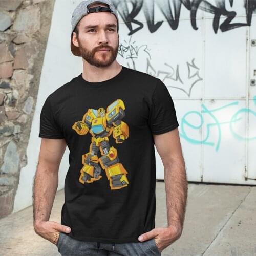 Transformer T Shirt Transformers Bumblebee Standing Pose T-Shirt Mens Short Sleeve Tee Shirt Funny Big Tshirt
