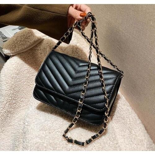 V-line Crossbody Bag For Women 2021 PU Chain Fashion Sac A Main Female Shoulder Bag Ladies Handbags Travel Small Bag Purses