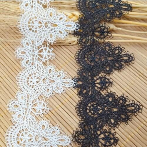 1 Yard/2 Yards White Black Flower Embroidery Lace Trim Fabric for Wedding Dress Decoration DIY Sewing Accessories 6cm