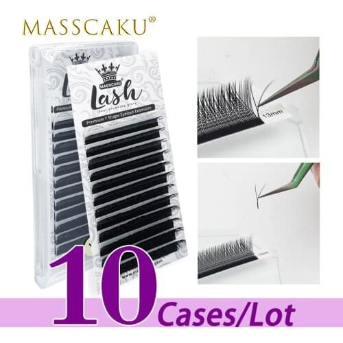10case/lot Best selling high quality pbt material bulk Y shape lashes creat your own brand 0.07 individual silk lash extension